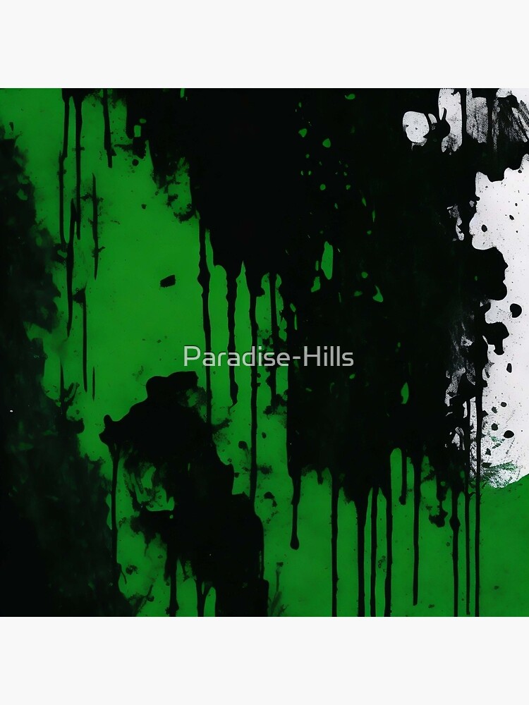Thumbnail 3 of 3, Sticker, Abstract splatter black on green v2 designed and sold by Paradise-Hills.