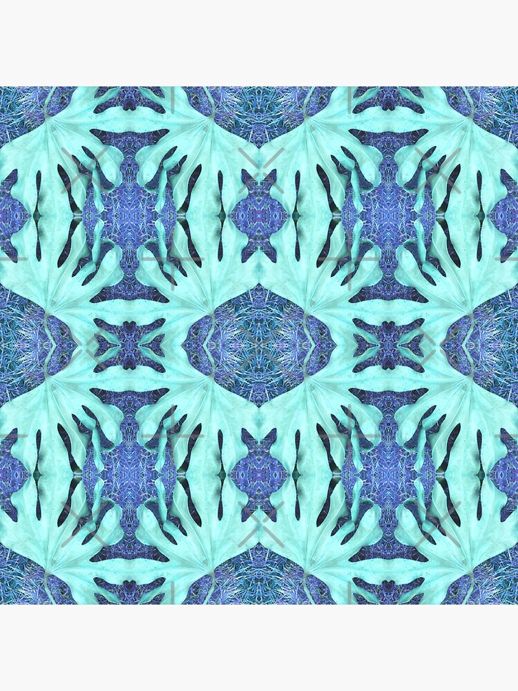 Thumbnail 3 of 3, Sticker, Dead Fig Leaf Deconstructed Lantern Photo Pattern Blue designed and sold by vallisrowe.