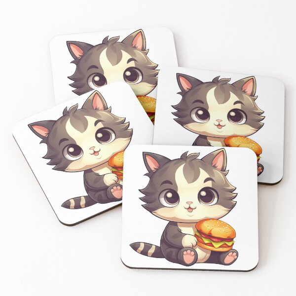 Item preview, Cute Kitten Eating Burger Illustration 2 designed and sold by eyestetix.