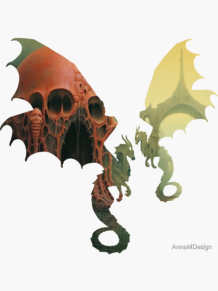 Thumbnail 3 of 3, Sticker, Fantasy World Dragon Magic World Fantasy Dragon designed and sold by AnnaMDesign.