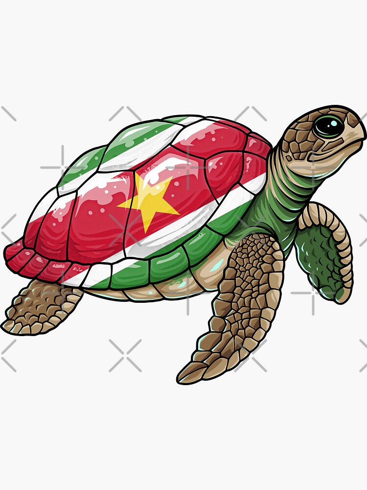 Thumbnail 3 of 3, Sticker, Turtle Flag Of suriname - Gift For Surinamese From Suriname , suriname Turtle , suriname womens, suriname mens, suriname roots, suriname flag, suriname proud, suriname pride designed and sold by Kyle-H.