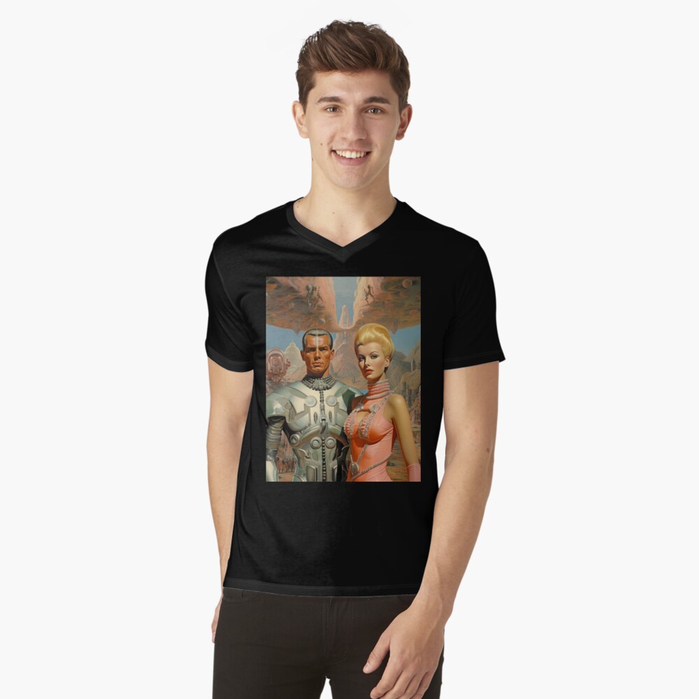 Item preview, V-Neck T-Shirt designed and sold by retro-typo.