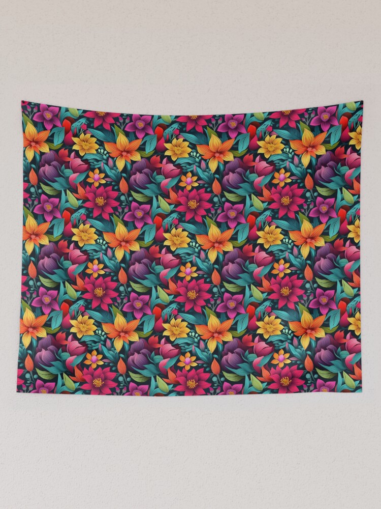 Thumbnail 2 of 3, Tapestry, Floral flowers seamless digital 5 designed and sold by Tembenjamat.
