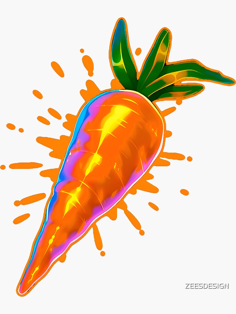Thumbnail 3 of 3, Sticker, Vivid and Vibrant Carrot with orange explosion laptop sticker design by Zeesdesign on Redbubble designed and sold by ZEESDESIGN.