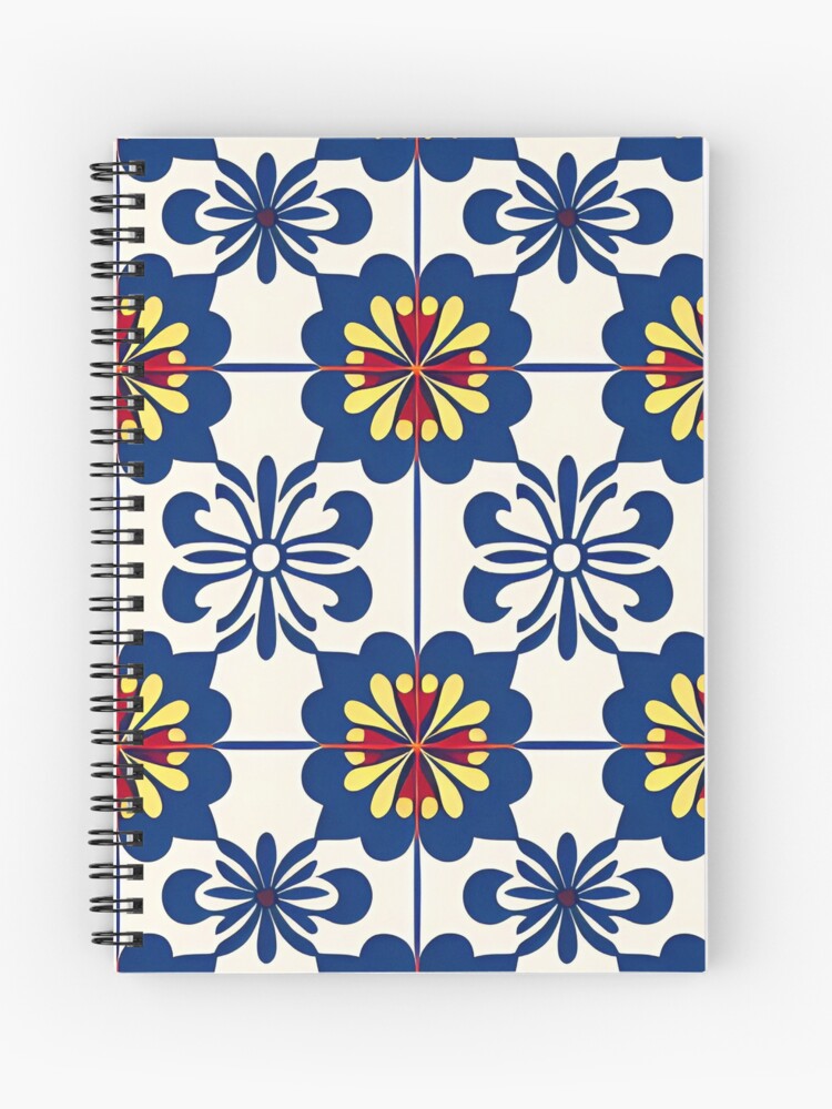 Spiral Notebook, ceramic floral ornament. seamless pattern for textile, wallpapers and graphics portuguese azulejos pattern. designed and sold by APHIDAT-TA