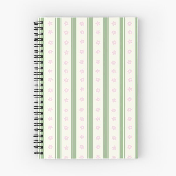 Item preview, GREEN AND PINK PREPPY BOHO FLOWER STRIPES SAGE GREEN PASTEL PINK designed and sold by blomastudios.