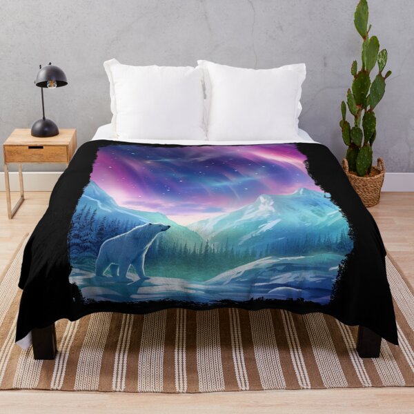 Item preview, Polar Bear Northern Light Aurora Borealis Scenery Mountains Rivers Trees designed and sold by NLTees.