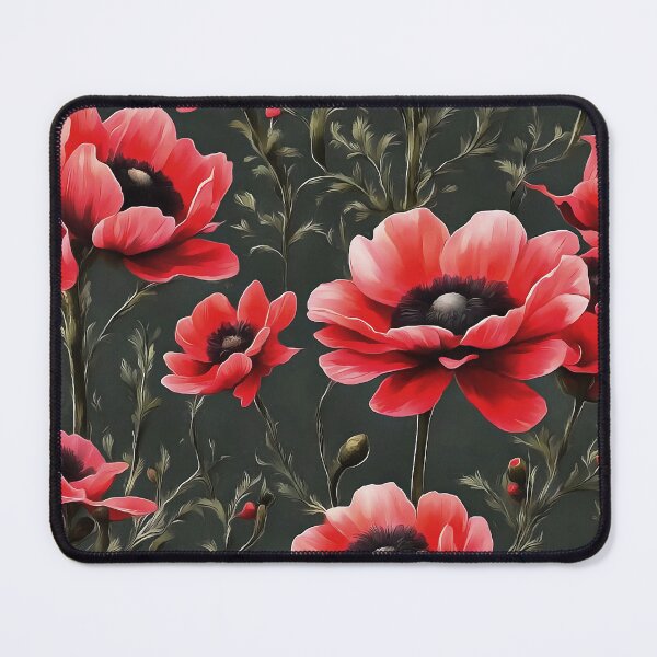 Item preview, Red Anemones Wildflower Abstract Pattern designed and sold by taiche.