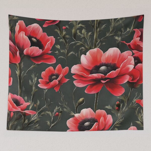 Item preview, Red Anemones Wildflower Abstract Pattern designed and sold by taiche.