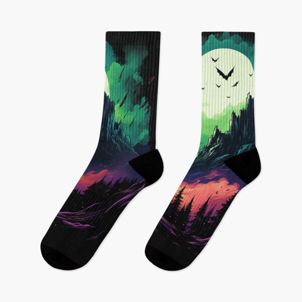 Item preview, Bats Northern Light Aurora Borealis Scenery Mountains Rivers Trees designed and sold by NLTees.