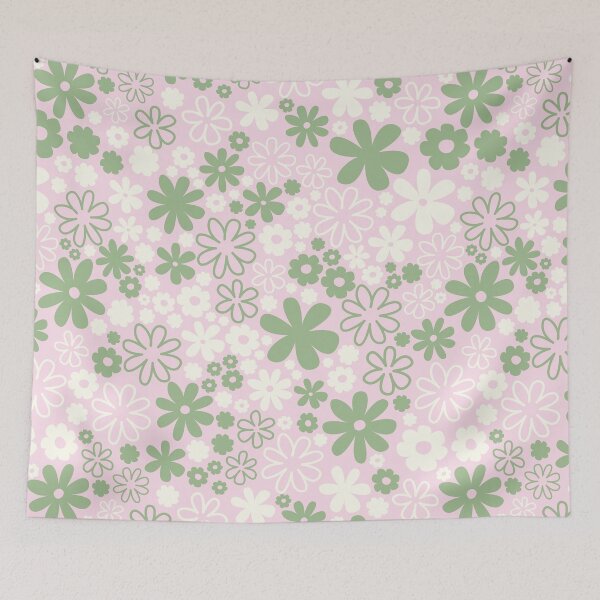 Item preview, GREEN AND PINK BOHO PREPPY FLOWERS designed and sold by blomastudios.