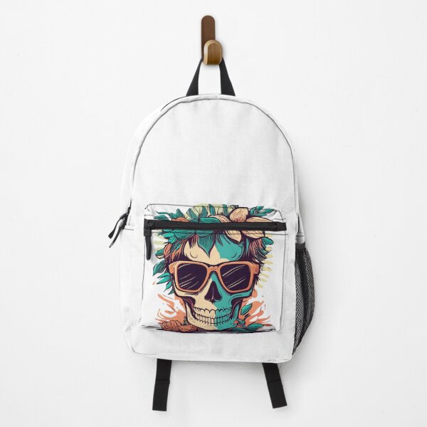 Item preview, Red Haired Lady's Skull Wearing Sunglasses and Flowers designed and sold by mac-ondo.