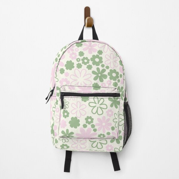 Item preview, GREEN AND PINK BOHO PREPPY FLOWERS CREAM BACKGROUND designed and sold by blomastudios.
