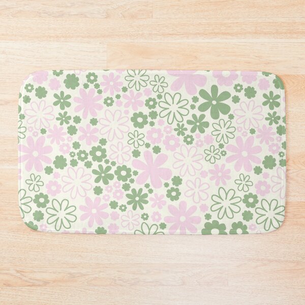Item preview, GREEN AND PINK BOHO PREPPY FLOWERS CREAM BACKGROUND designed and sold by blomastudios.