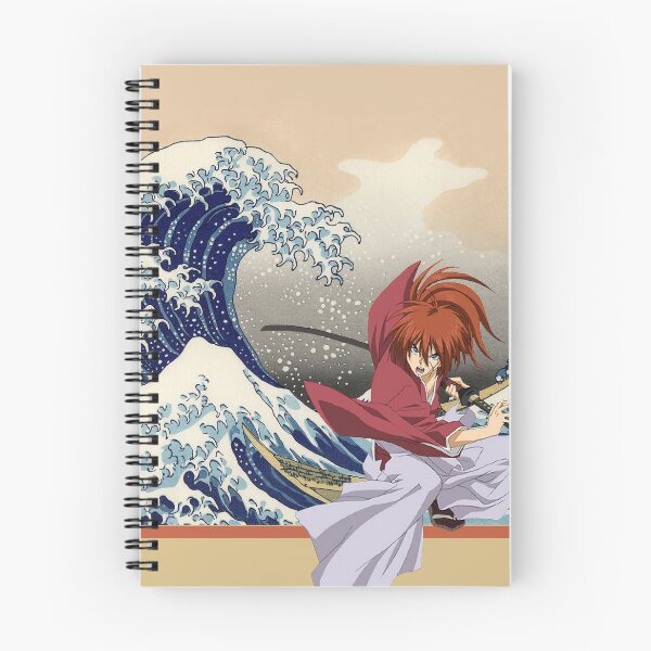 Item preview, Rouruni Kenshin in front the great wave of kanagawa designed and sold by GraphismNinja.