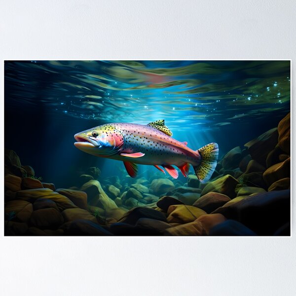 Fish Hooks, Perch, Large Mouth Bass And Rainbow Trout Poster Framed On  Paper by Jean Plout Print