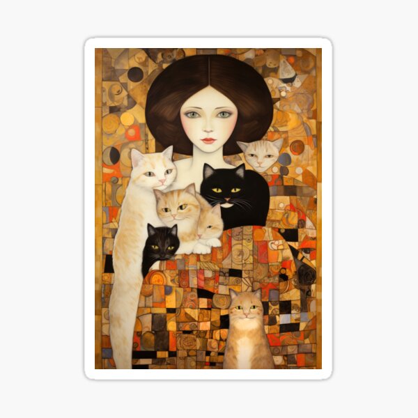 Lady With Fan and Cat, Vintage Gustav Klimt Art Print, All Purpose Des –  Arty Cats