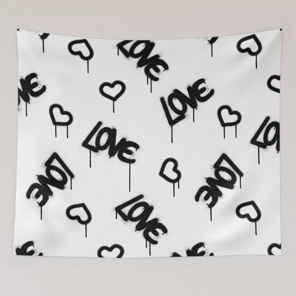 Item preview, love, heart, black and white, spray font, wallpaper, Valentine day designed and sold by mintdiamond21.