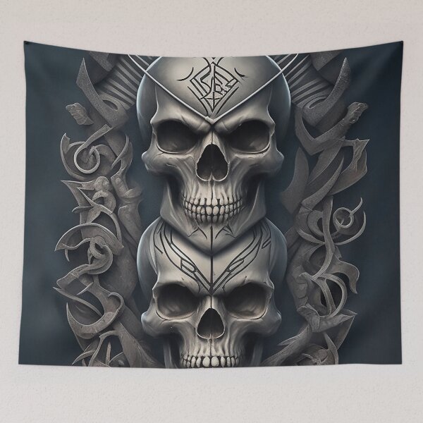 Item preview, tribal skull 9 designed and sold by UTOPIKA.