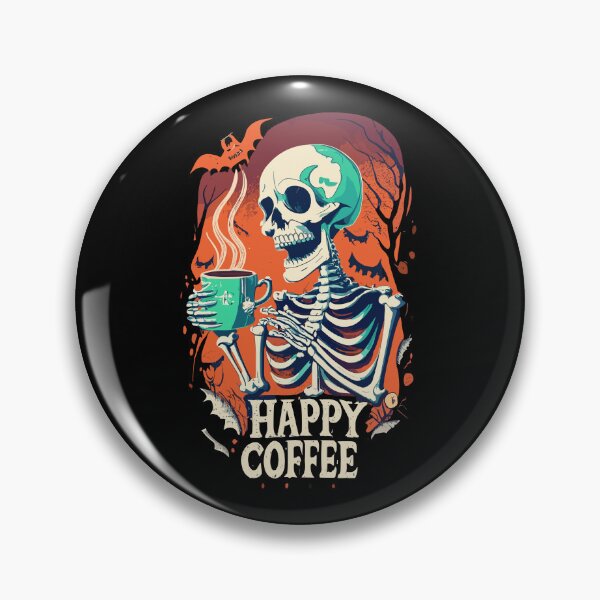 Item preview, Happy Coffee, scary skeleton holding coffee, gothic style, jack o' lantern, Happy Halloween, Hocus Pocus designed and sold by Senseva.