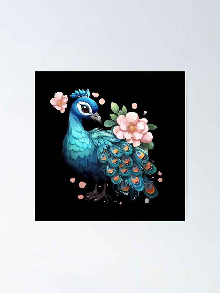 Blue Peacock Bird, Pastel on Pastelmat Paper, Wall Art, Unique Piece,  Pastel Drawing, Animal Wall Art, Animal Portrait, Blue, Green 