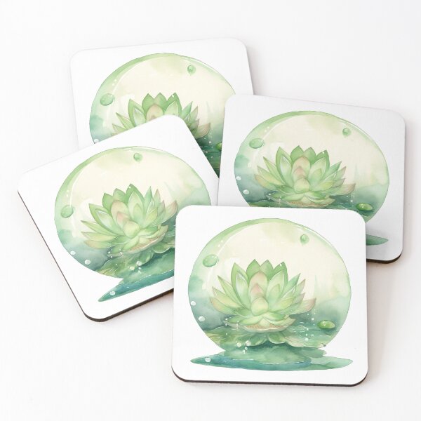 Item preview, Green Lotus Flower of the Fourth Chakra - Watercolor Painting in Transparent Glass Ball designed and sold by TetianaArt.