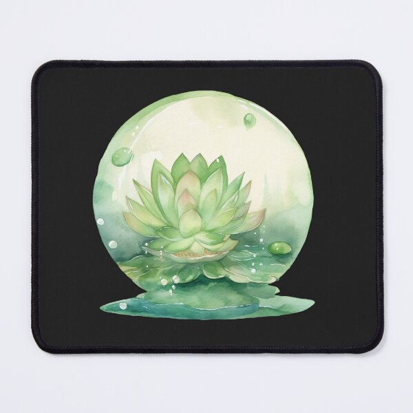 Item preview, Green Lotus Flower of the Fourth Chakra - Watercolor Painting in Transparent Glass Ball designed and sold by TetianaArt.