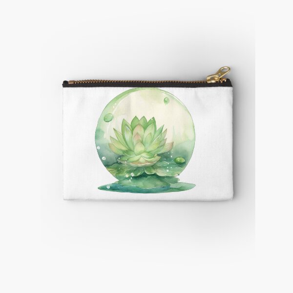 Item preview, Green Lotus Flower of the Fourth Chakra - Watercolor Painting in Transparent Glass Ball designed and sold by TetianaArt.