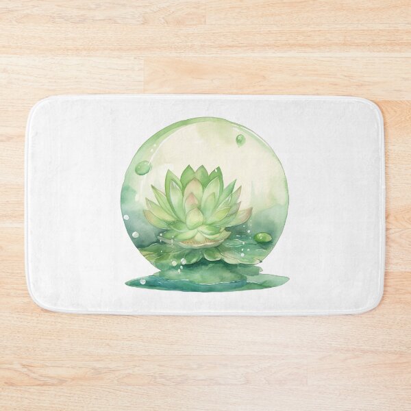 Item preview, Green Lotus Flower of the Fourth Chakra - Watercolor Painting in Transparent Glass Ball designed and sold by TetianaArt.