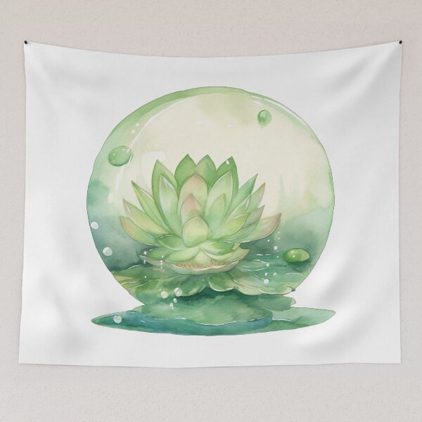 Item preview, Green Lotus Flower of the Fourth Chakra - Watercolor Painting in Transparent Glass Ball designed and sold by TetianaArt.