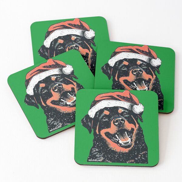 Aperçu de l'œuvre Chapeau de Père Noël Rottweiler Pop Art créée et vendue par FunnehGacha.