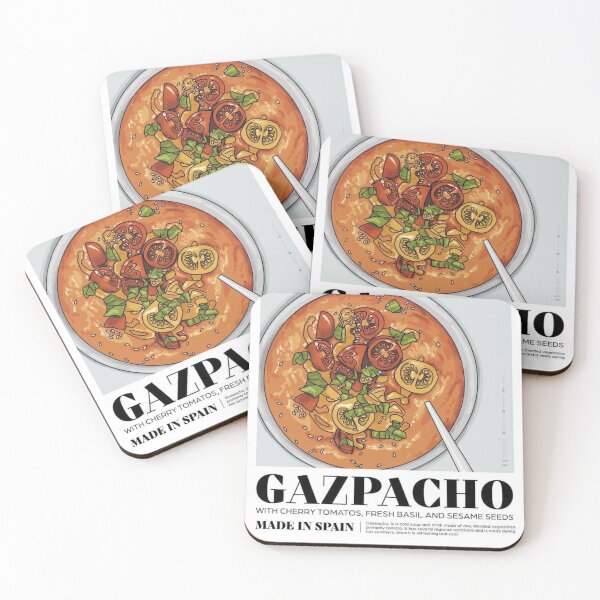 Item preview, Gazpacho poster, Food art print, Spanish food art, Spain poster aesthetic, Spanish tile illustration, Malaga, Andalusia, Tomato, Recipe art designed and sold by peachcakecanvas.
