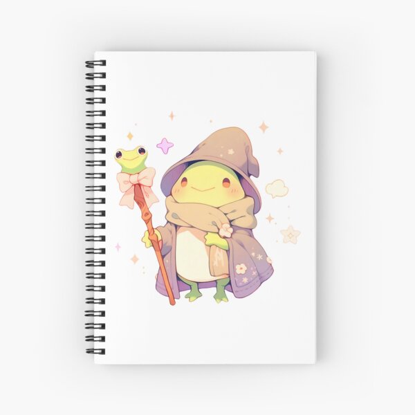 Item preview, Cute Kawaii Frog Wizard with Froggy Staff Pastel and Purple designed and sold by CozyKawaiiArt.