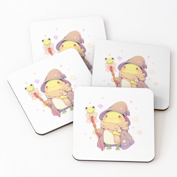 Item preview, Cute Kawaii Frog Wizard with Froggy Staff Pastel and Purple designed and sold by CozyKawaiiArt.