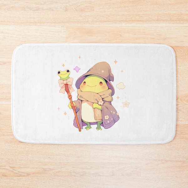 Item preview, Cute Kawaii Frog Wizard with Froggy Staff Pastel and Purple designed and sold by CozyKawaiiArt.
