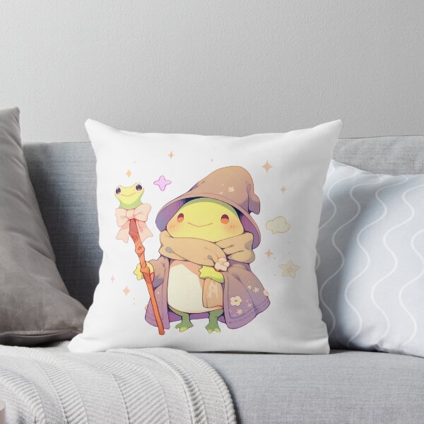 Item preview, Cute Kawaii Frog Wizard with Froggy Staff Pastel and Purple designed and sold by CozyKawaiiArt.