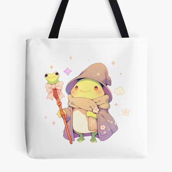 Item preview, Cute Kawaii Frog Wizard with Froggy Staff Pastel and Purple designed and sold by CozyKawaiiArt.