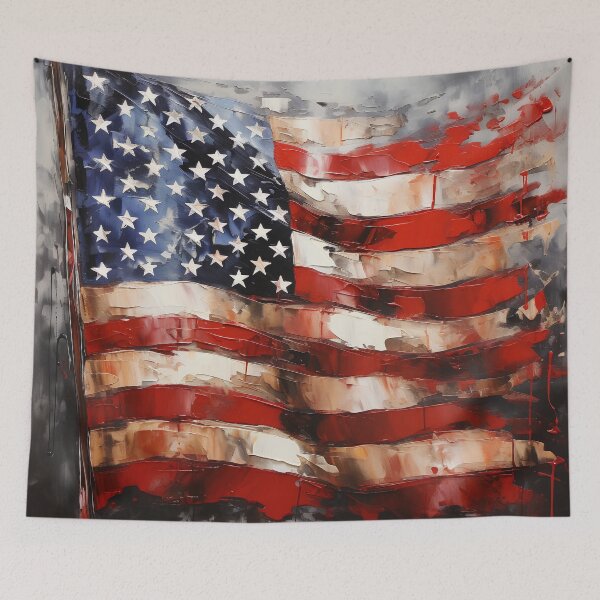 Item preview, american flag oil painting print designed and sold by dcrc.