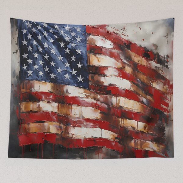 Item preview, american flag oil painting print designed and sold by dcrc.