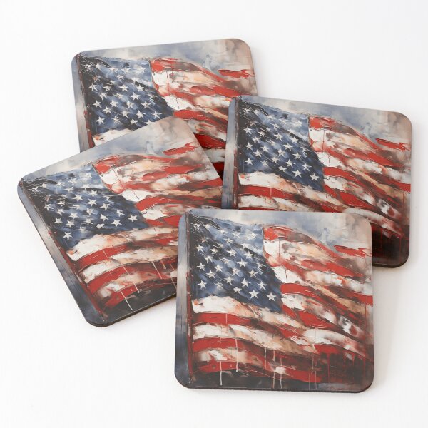 Item preview, american flag oil painting print designed and sold by dcrc.