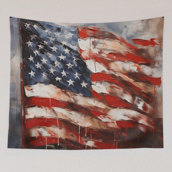 Item preview, american flag oil painting print designed and sold by dcrc.