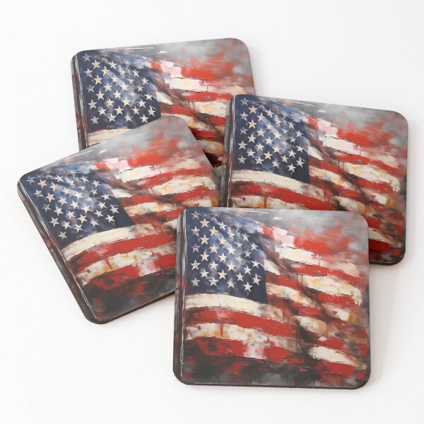 Item preview, american flag oil painting print designed and sold by dcrc.