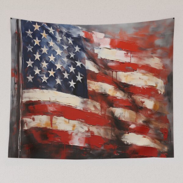Item preview, american flag oil painting print designed and sold by dcrc.