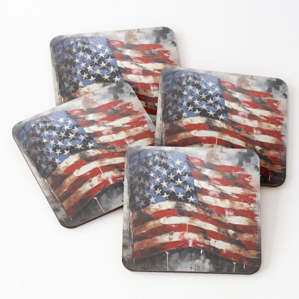 Item preview, american flag oil painting print designed and sold by dcrc.