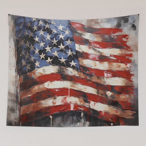 Item preview, american flag oil painting print designed and sold by dcrc.