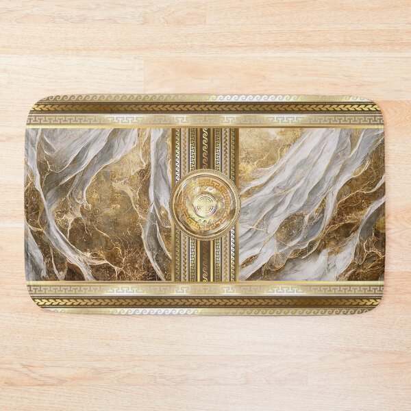 Item preview, Greek Key Gold White Swirls Marblized designed and sold by Yiorgos Designs.
