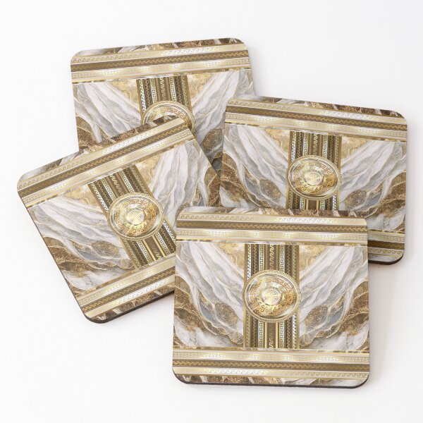 Item preview, Greek Key Gold White Swirls Marblized designed and sold by Yiorgos Designs.