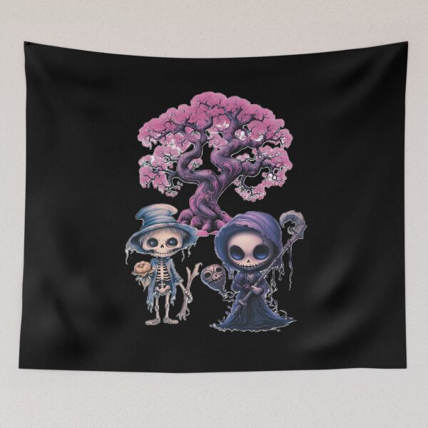 Item preview, Spooky reaper girl and skele man designed and sold by FlossOrFi.