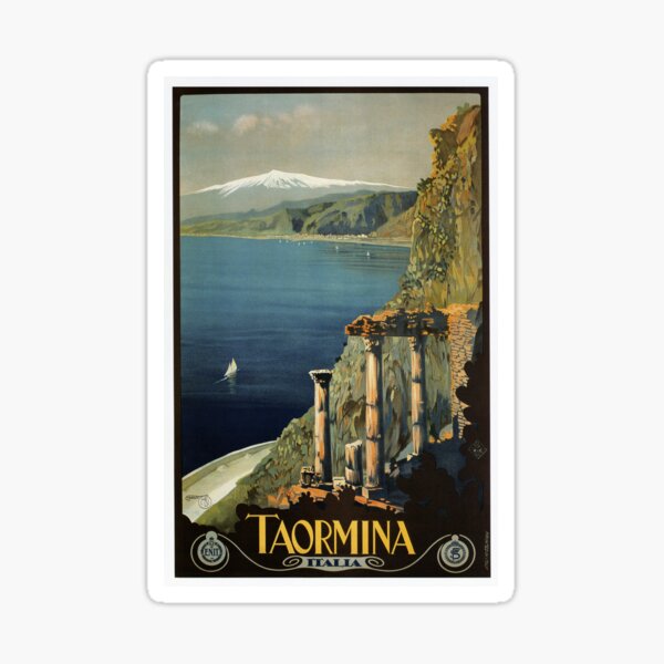 Item preview, Vintage Taormina Sicily Italian travel ad designed and sold by aapshop.