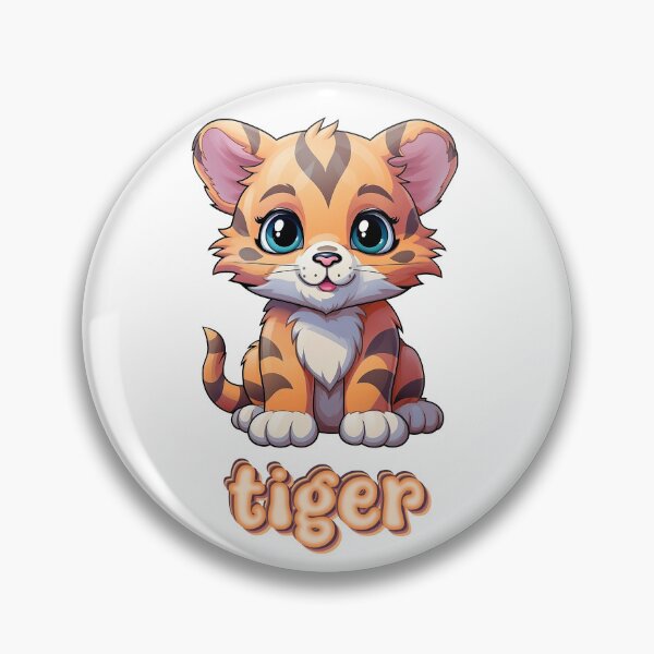 Artikelvorschau, Tiger, Kawaii-Tiger, Kawaii-Tiere, Tier, süße Tiere in Pastellfarben, kleiner brauner Tiger, kleiner Tiger entworfen und verkauft von PRYMULLART.